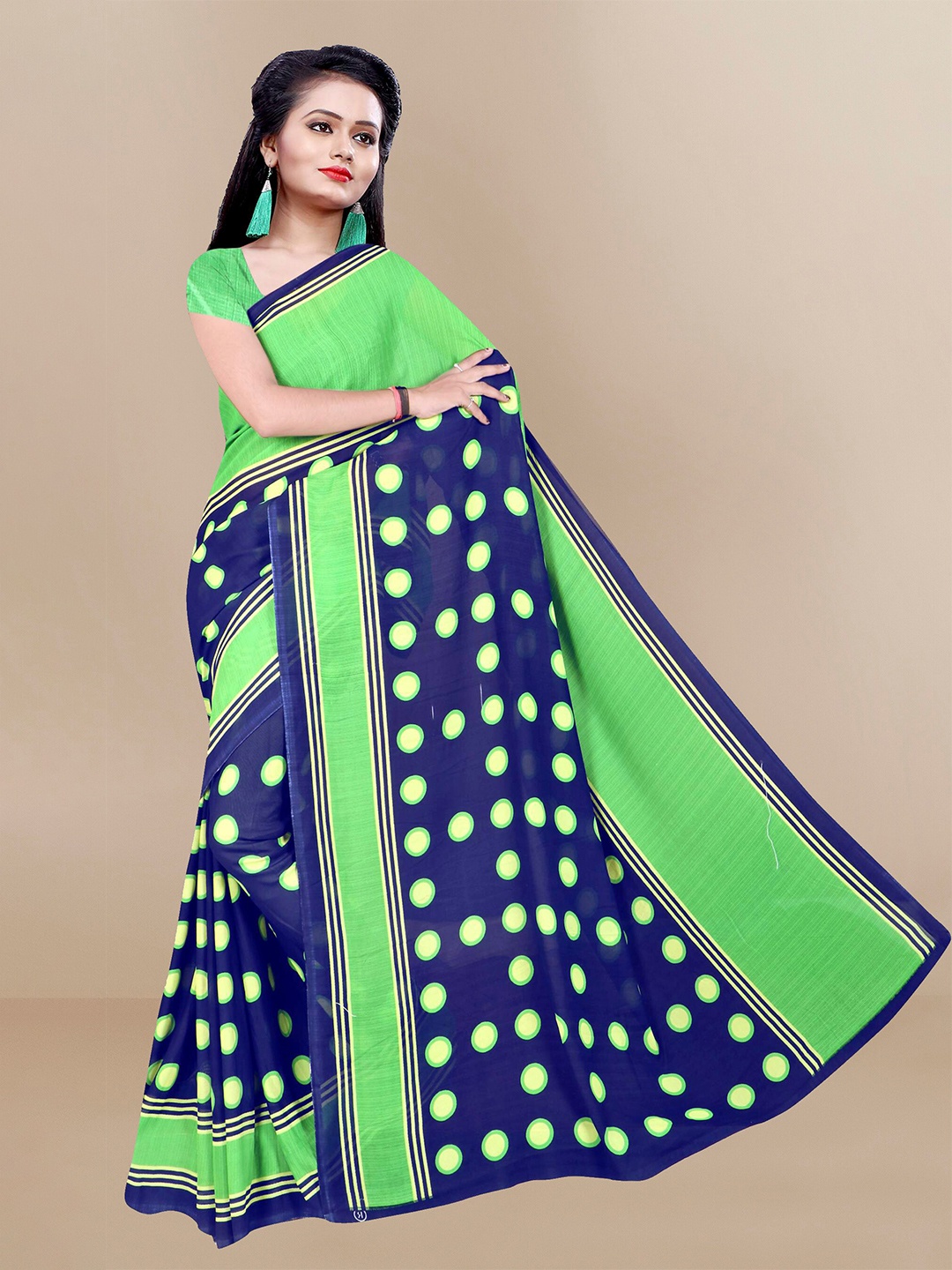 

Sidhidata Pure Georgette Bandhani Saree, Green