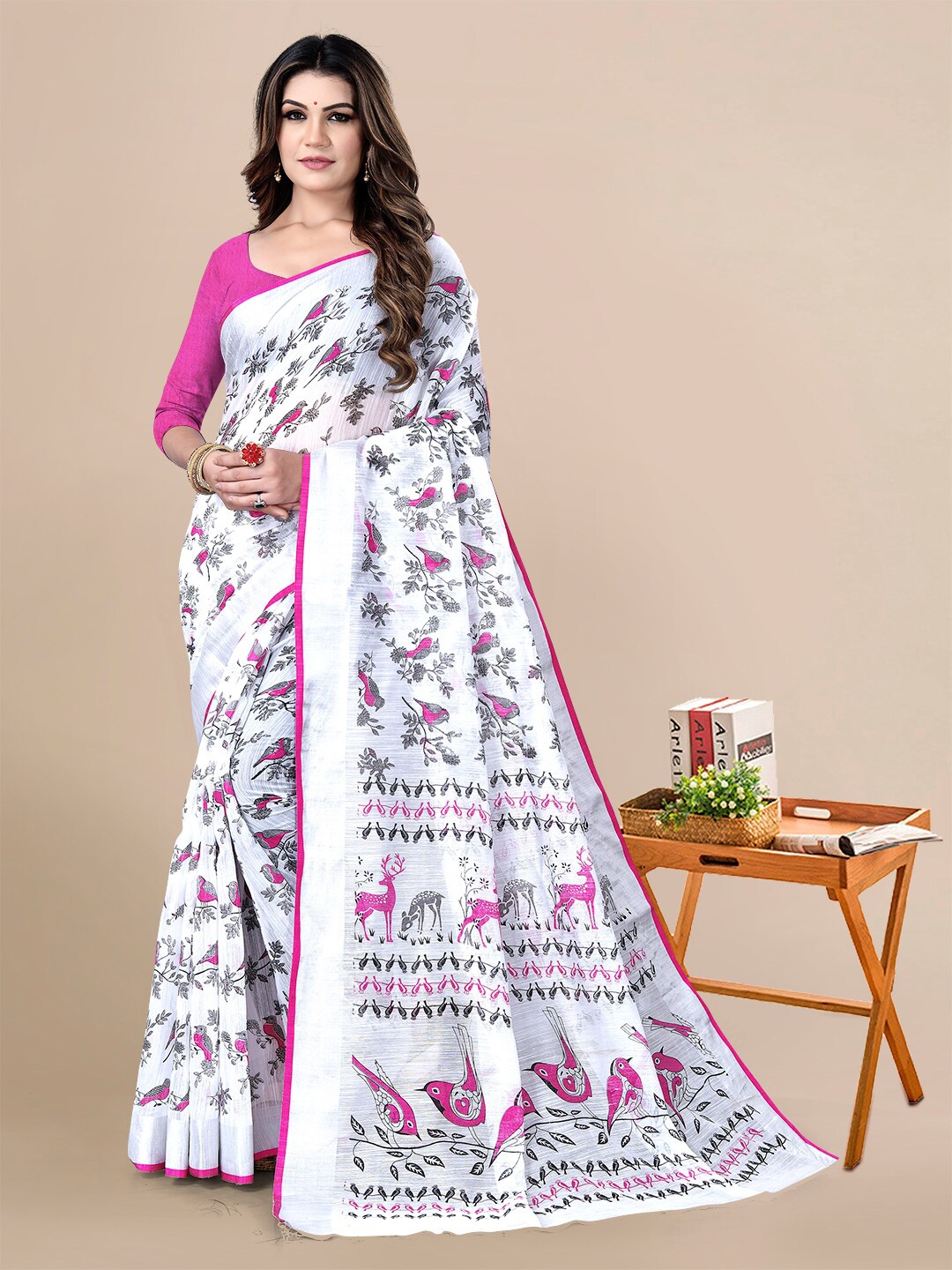 

Sidhidata Floral Pure Georgette Bandhani Saree, Pink