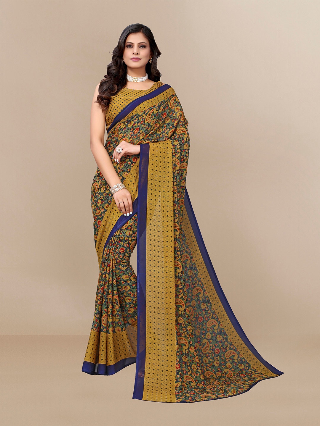 

Sidhidata Paisley Pure Georgette Bandhani Saree, Yellow