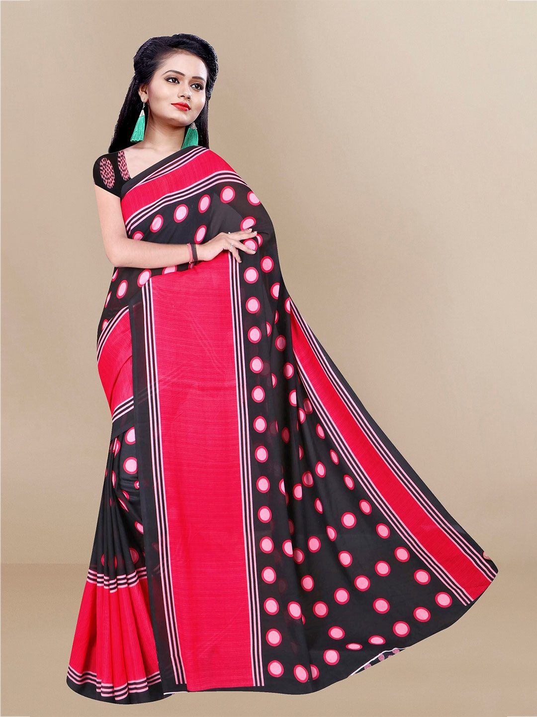 

Sidhidata Pure Georgette Bandhani Saree, Red