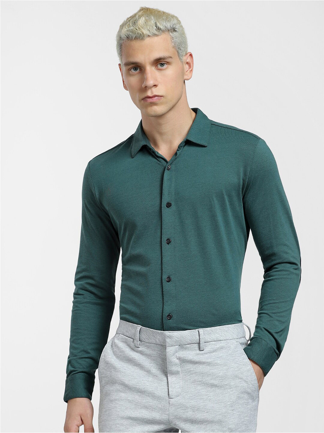 

Jack & Jones Men Slim Fit Casual Cotton Shirt, Green