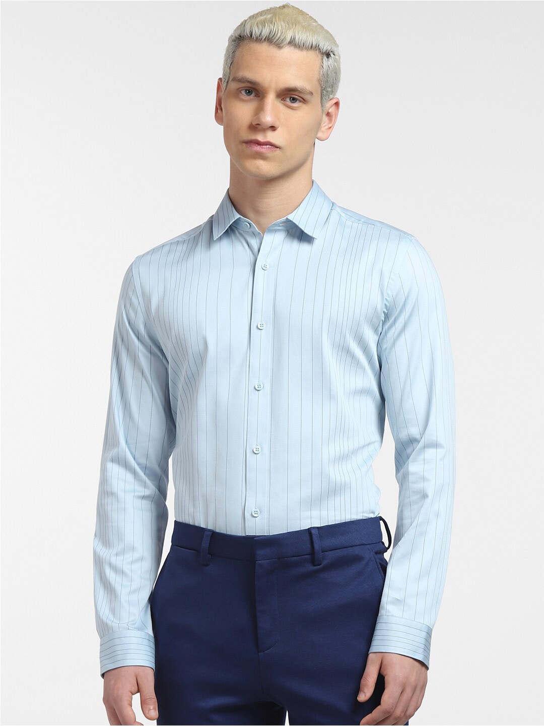 

Jack & Jones Men Striped Cotton Formal Shirt, Blue