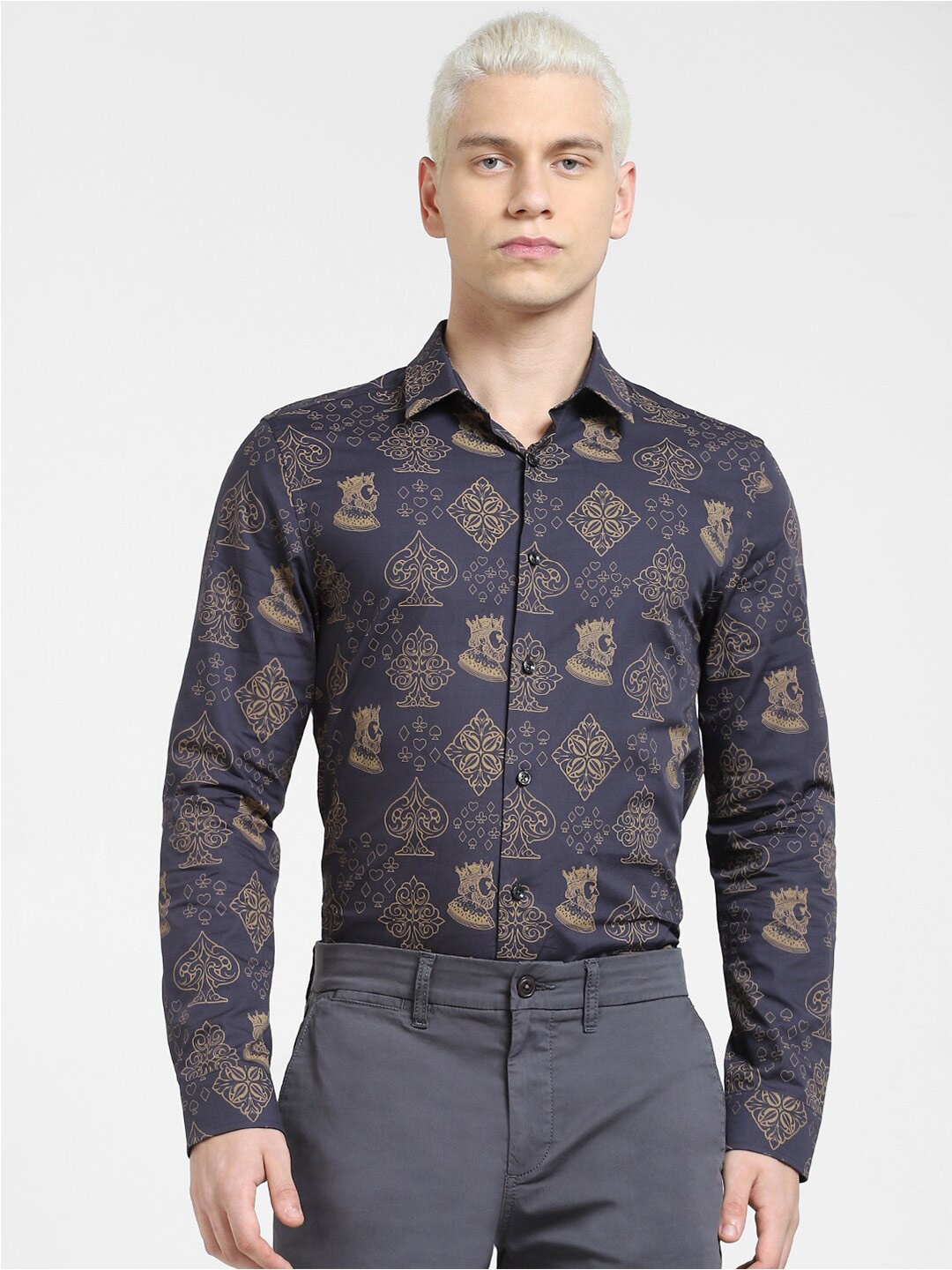 

Jack & Jones Men Printed Cotton Formal Shirt, Black