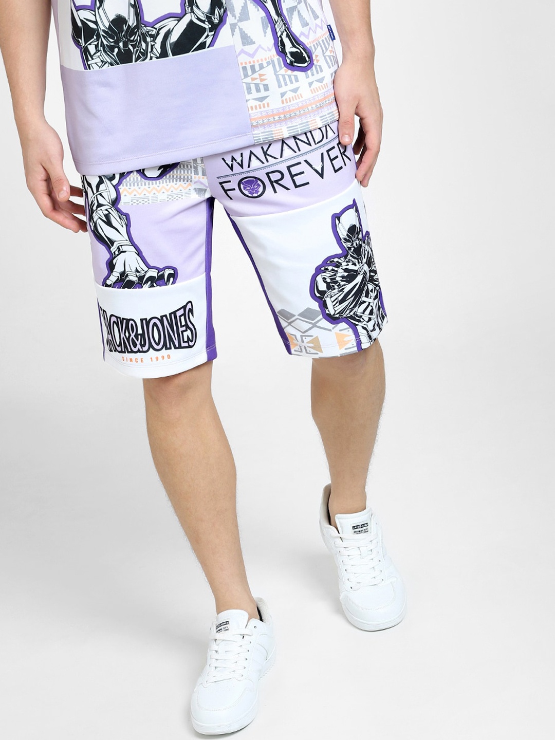 

Jack & Jones Men Printed Cotton Regular Fit Shorts, Lavender