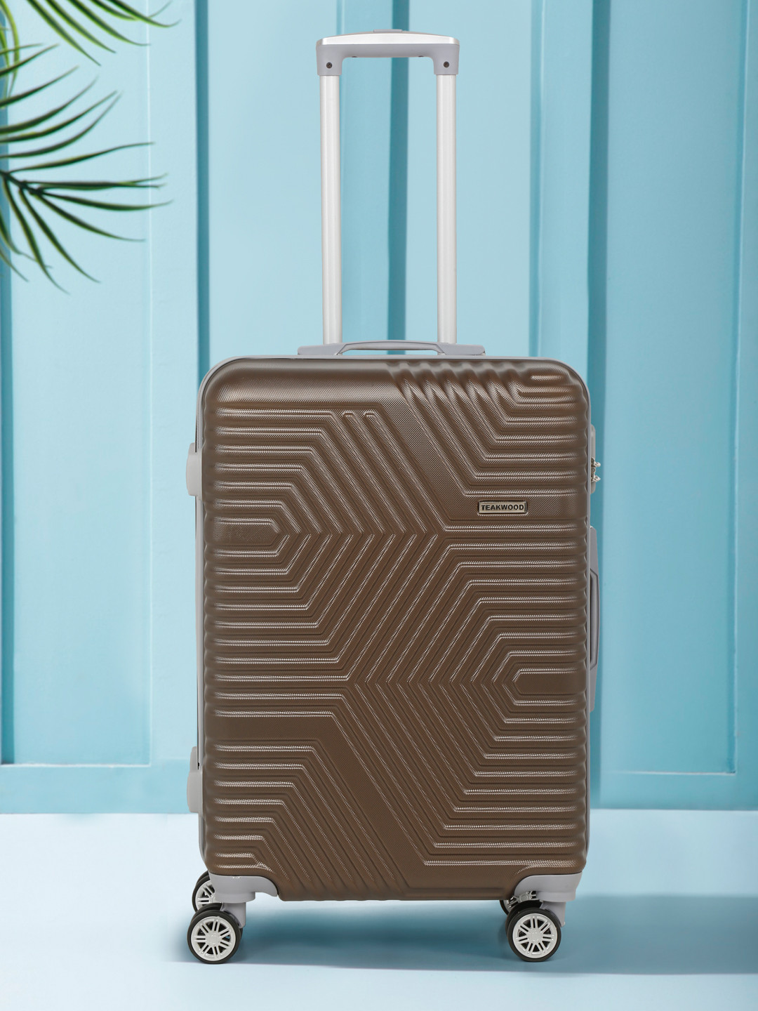 

Teakwood Leathers Textured Hard Medium Suitcase Trolley Bag 67 CM, Brown