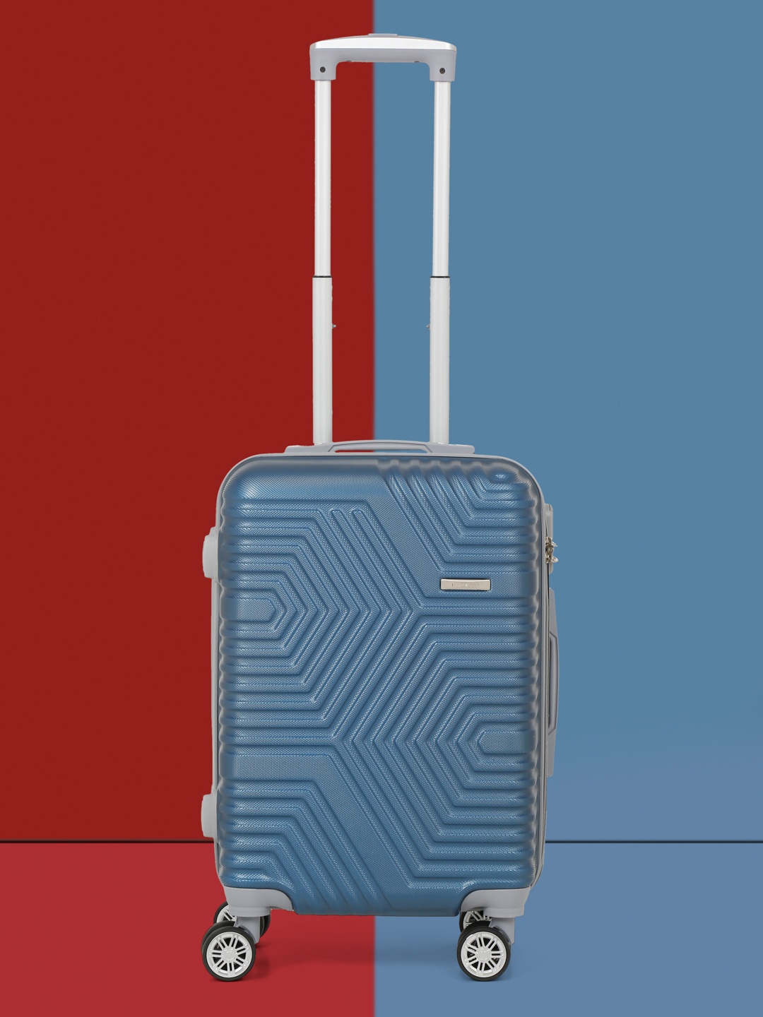 Teakwood Leathers Textured Hard-Sided Cabin Suitcase Trolley Bag 57 CM, Blue