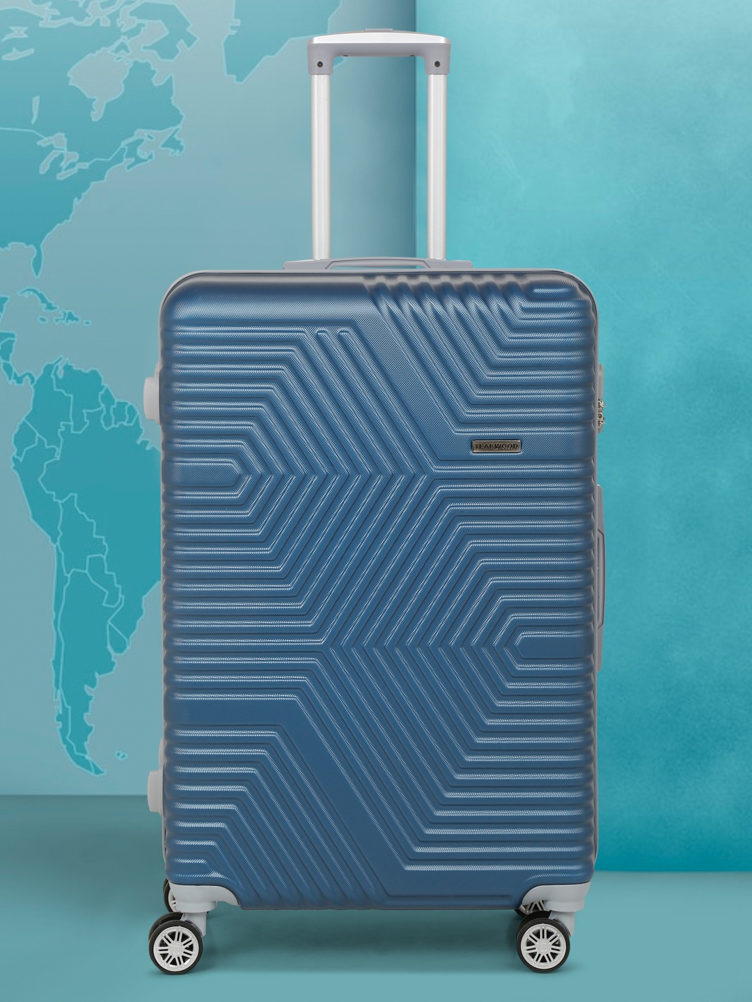 

Teakwood Leathers Textured Hard Large Suitcase Trolley Bag 77 CM, Blue