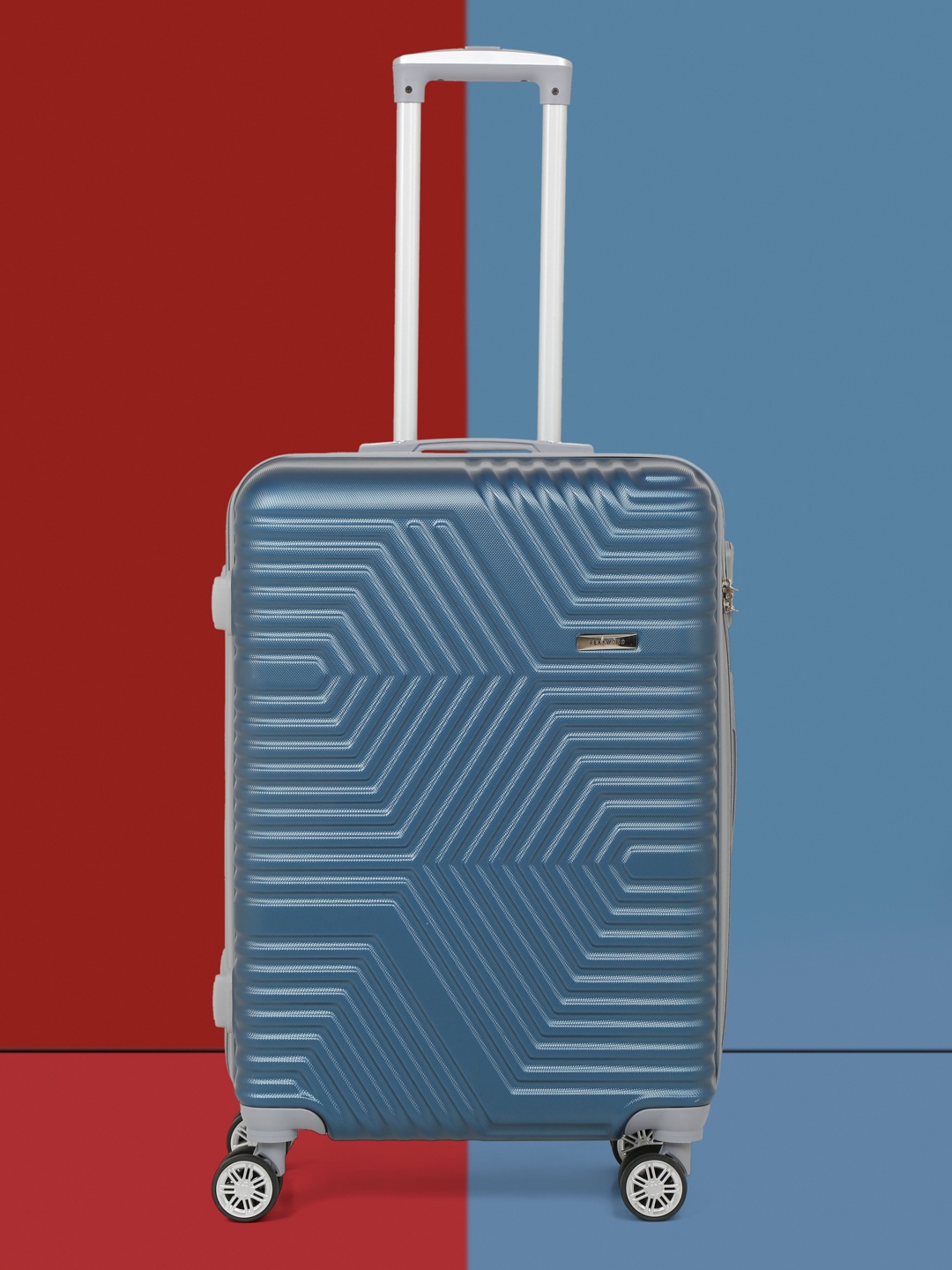 

Teakwood Leathers Textured Hard Medium Suitcase Trolley Bag 67 CM, Blue