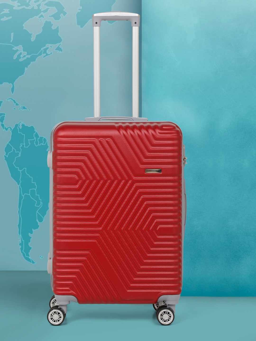 

Teakwood Leathers Textured Hard Medium Suitcase Trolley Bag 67 CM, Maroon
