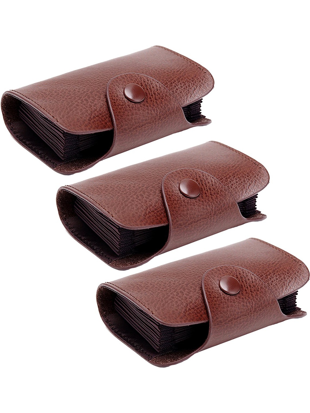 

StealODeal Pack of 3 Leather Card Holder, Brown