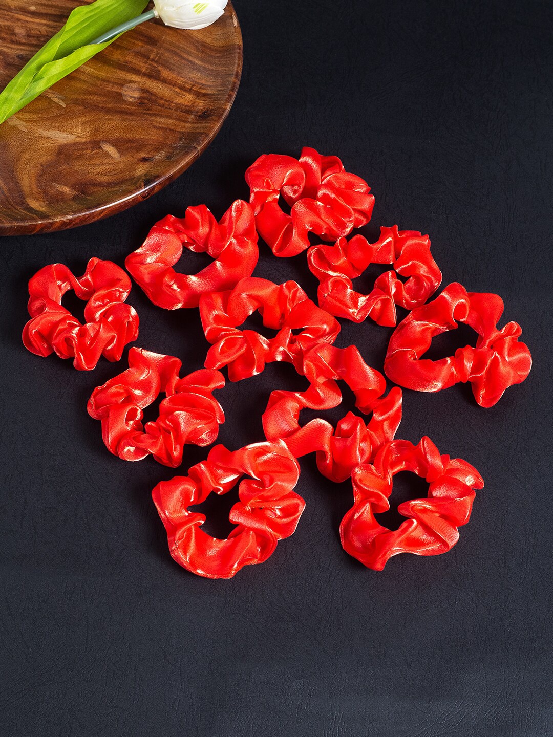 

Golden Peacock Women Pack Of 10 Ponytail Holders, Red