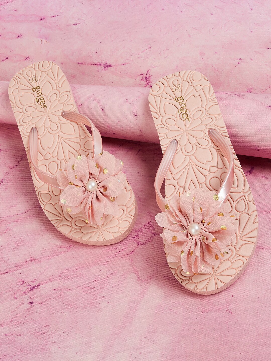 

Ginger by Lifestyle Women Embellished Thong Flip-Flops, Pink