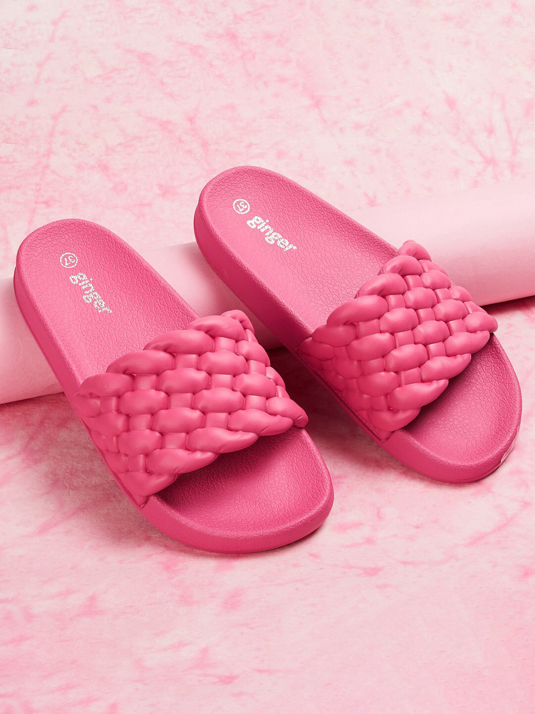 

Ginger by Lifestyle Women Self Design Sliders, Pink