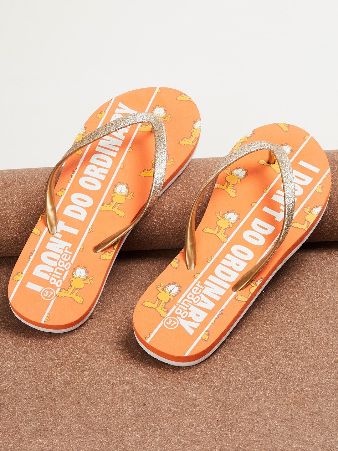 

Ginger by Lifestyle Women Printed Thong Flip-Flops, Orange