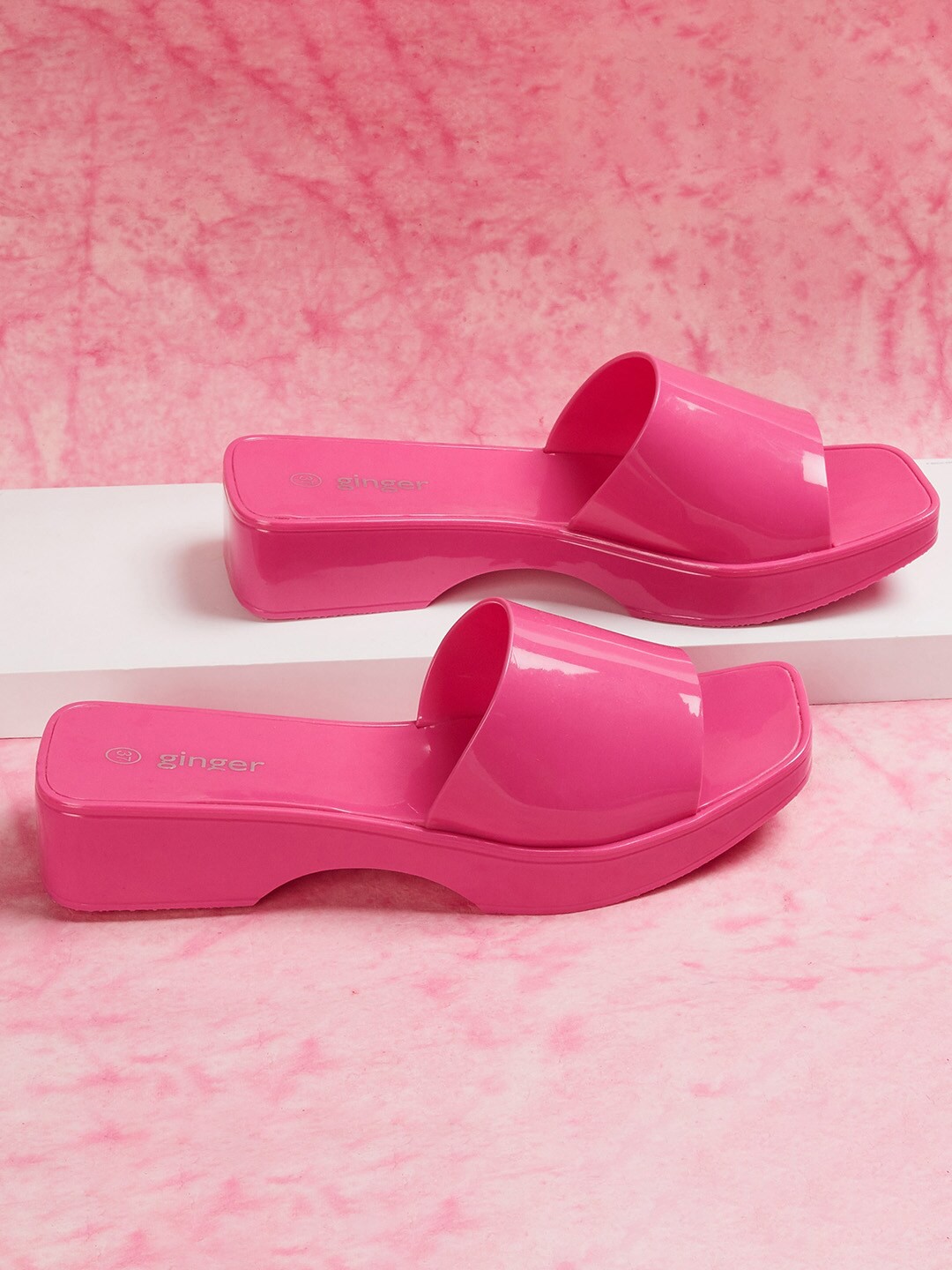 

Ginger by Lifestyle Open Toe Block Heels, Pink