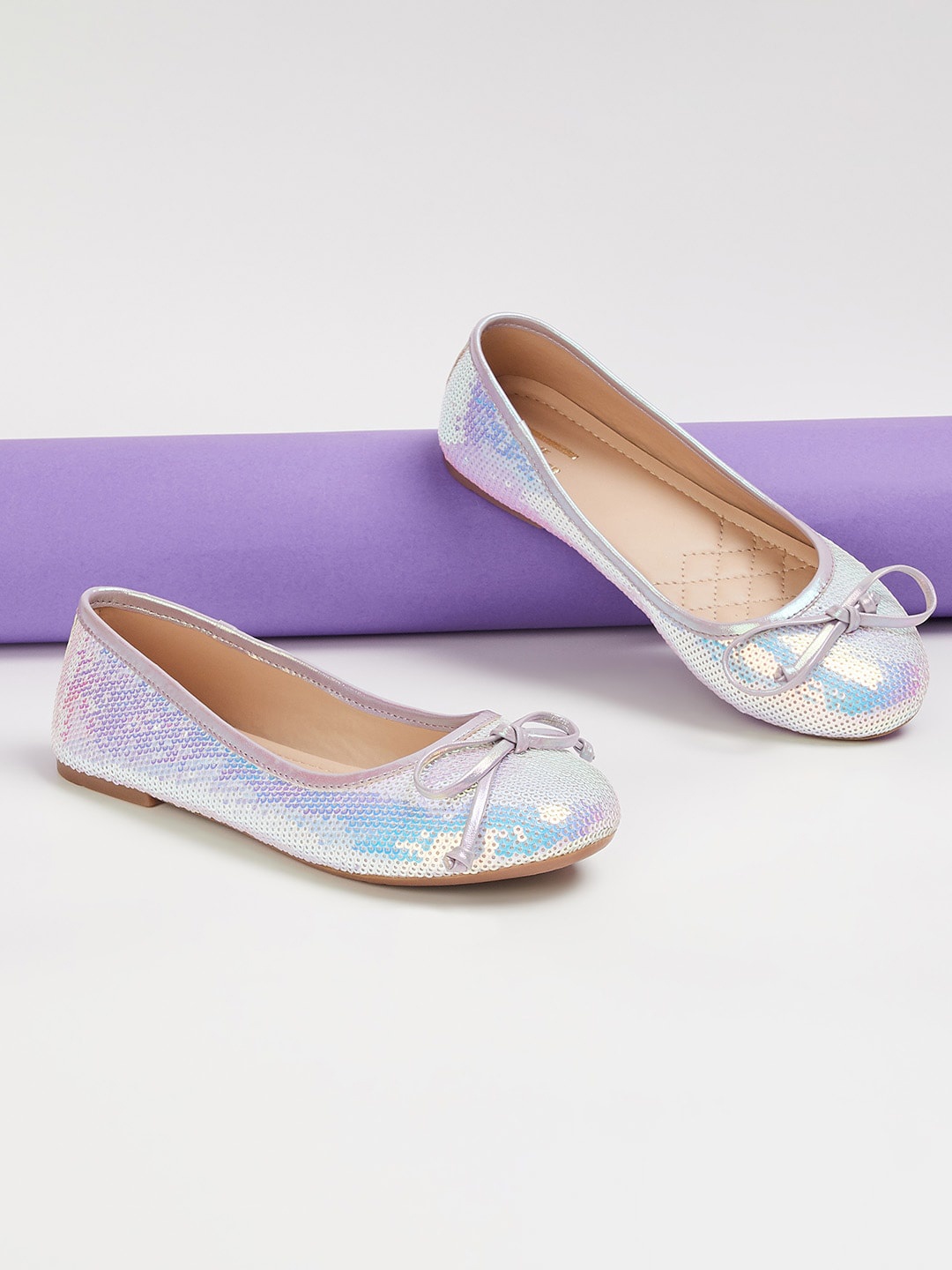 

Fame Forever by Lifestyle Girls Embellished Ballerinas With Bows, Silver