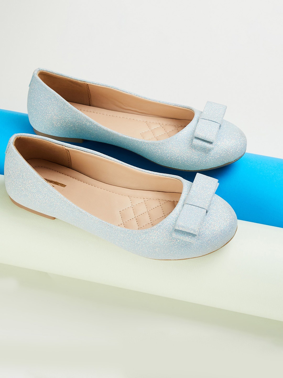 Fame Forever by Lifestyle Girls Textured Ballerinas, Blue
