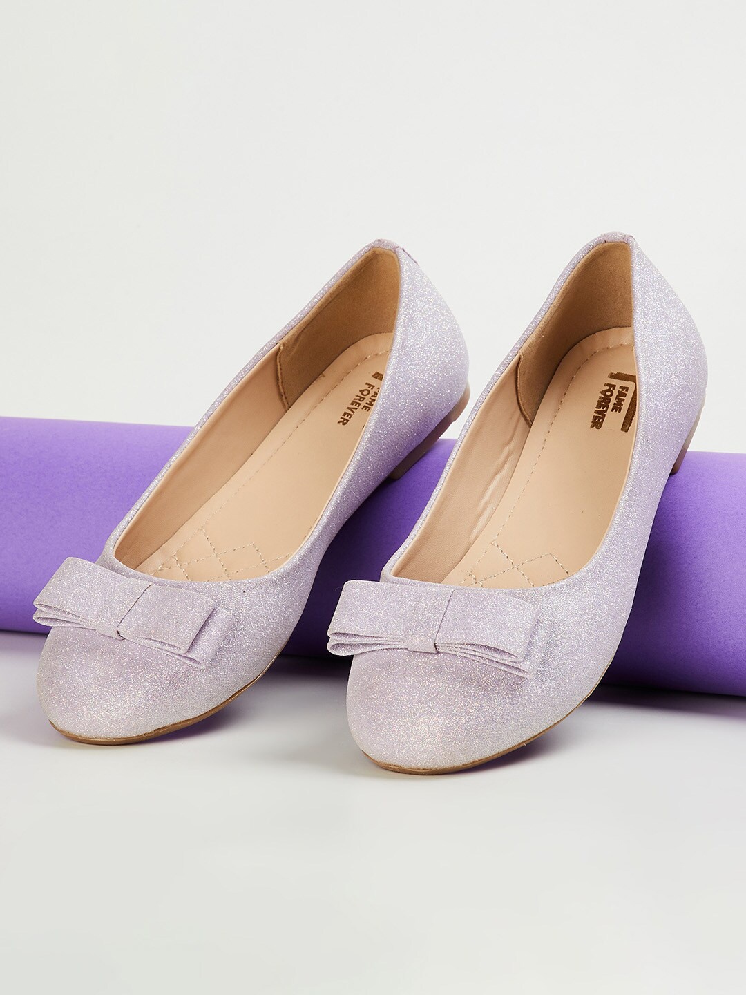 

Fame Forever by Lifestyle Girls Textured Ballerinas, Purple