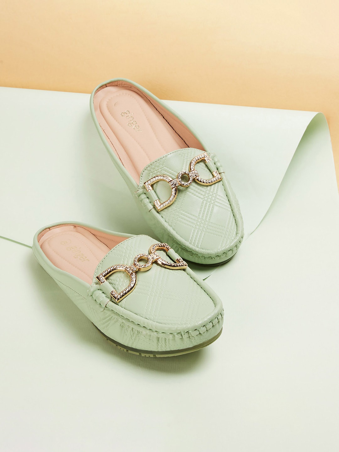 

Ginger by Lifestyle Women No Back Strap Mules, Green
