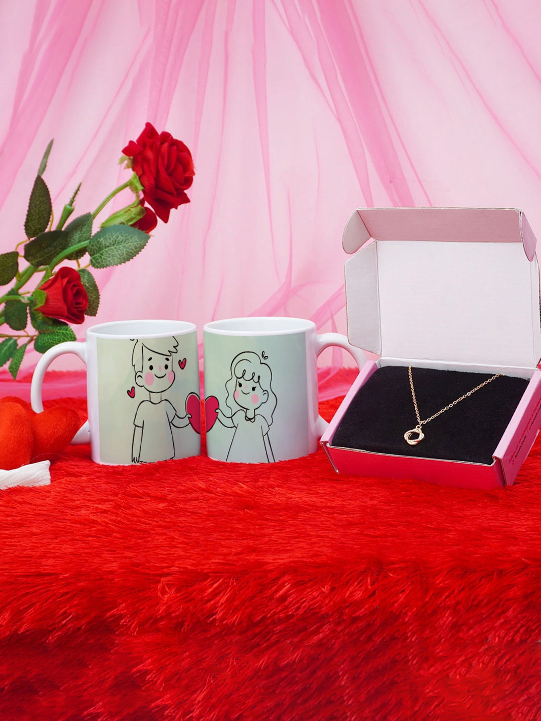 

Crazy Corner Valentine's Day Gift Green 3 Pcs Mugs and Pendant Chain