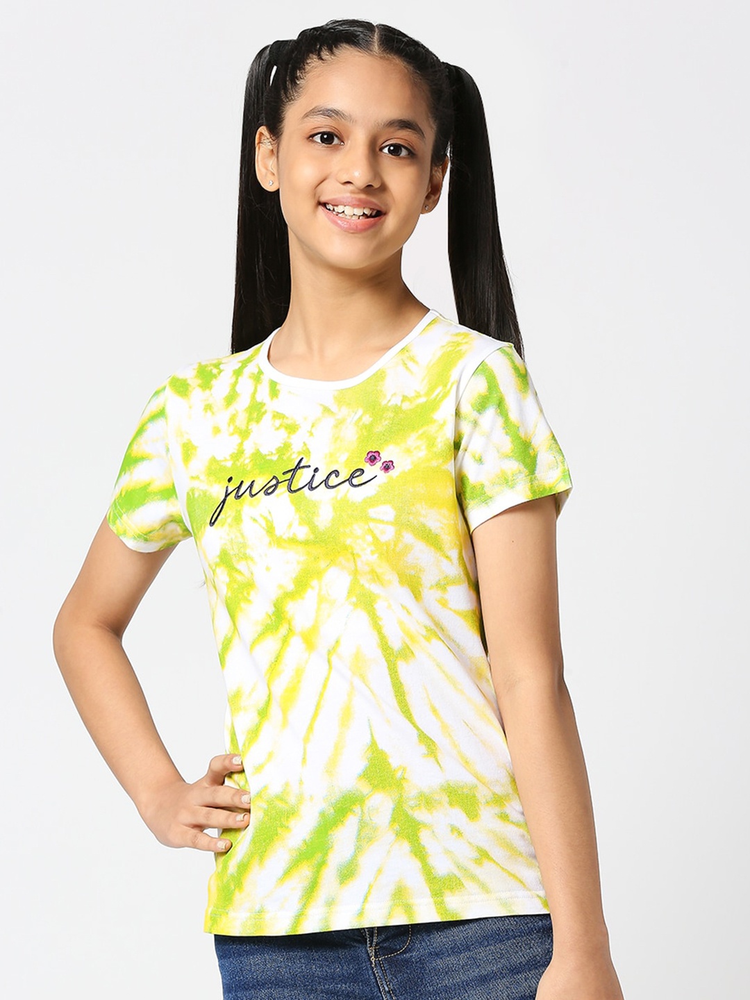 

JUSTICE Girls Abstract Printed Cotton T-shirt, White