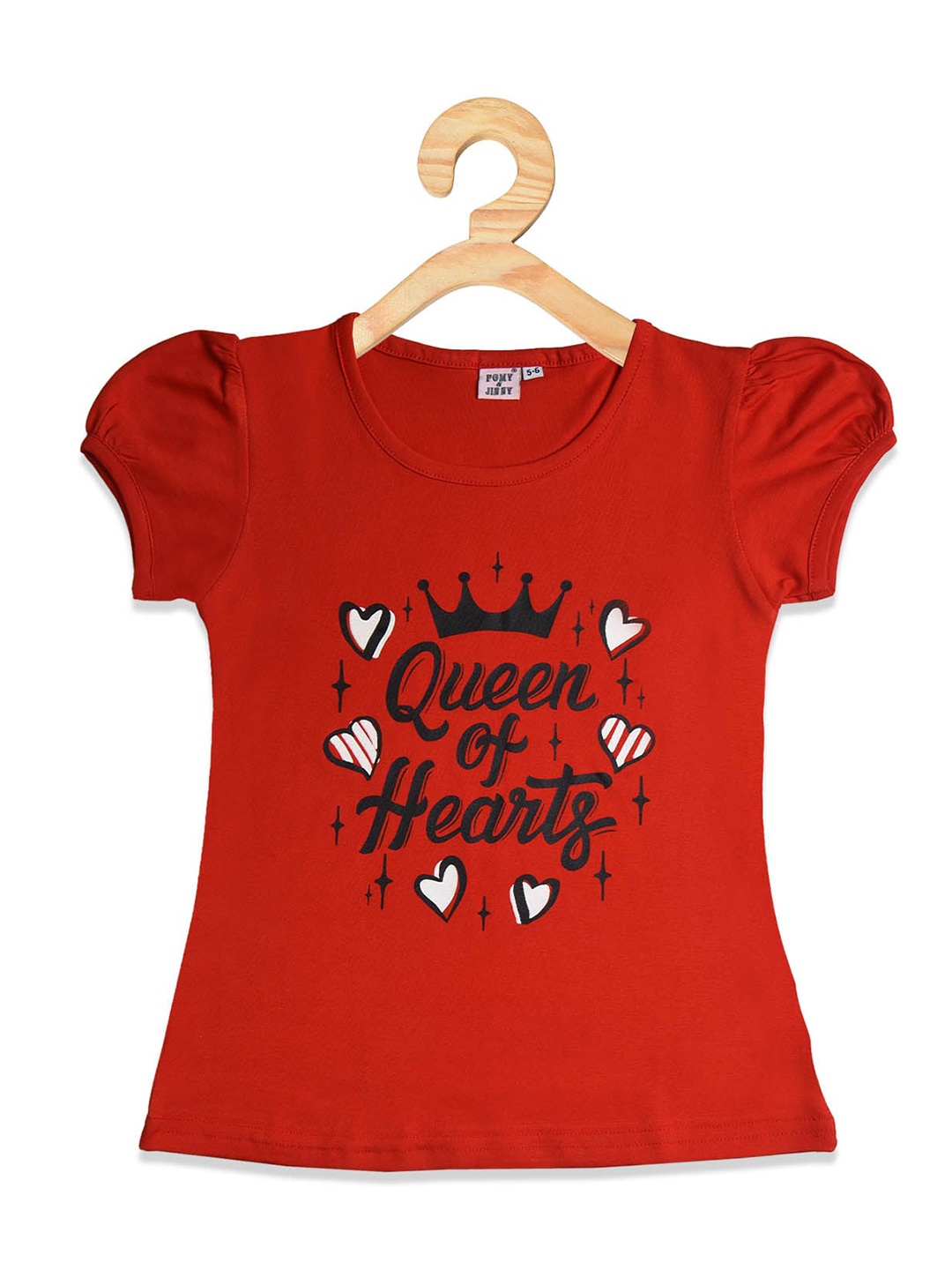 

POMY & JINNY Girls Typography Print Cotton Top, Red