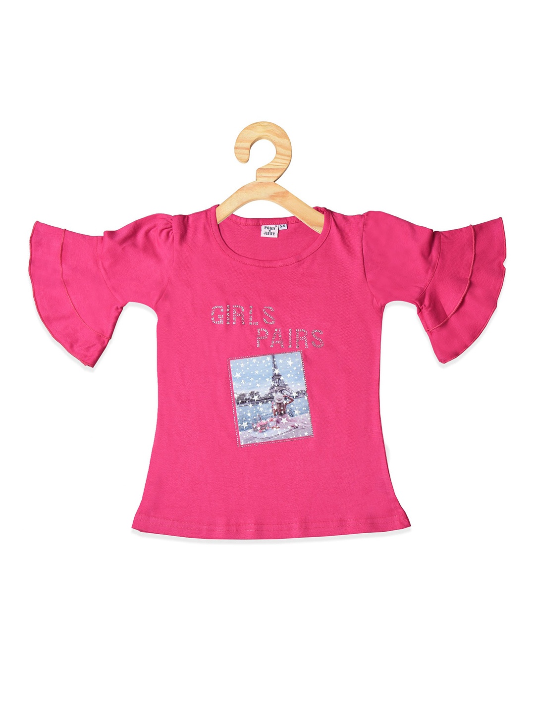 

POMY & JINNY Girls Typography Print Cotton Top, Pink