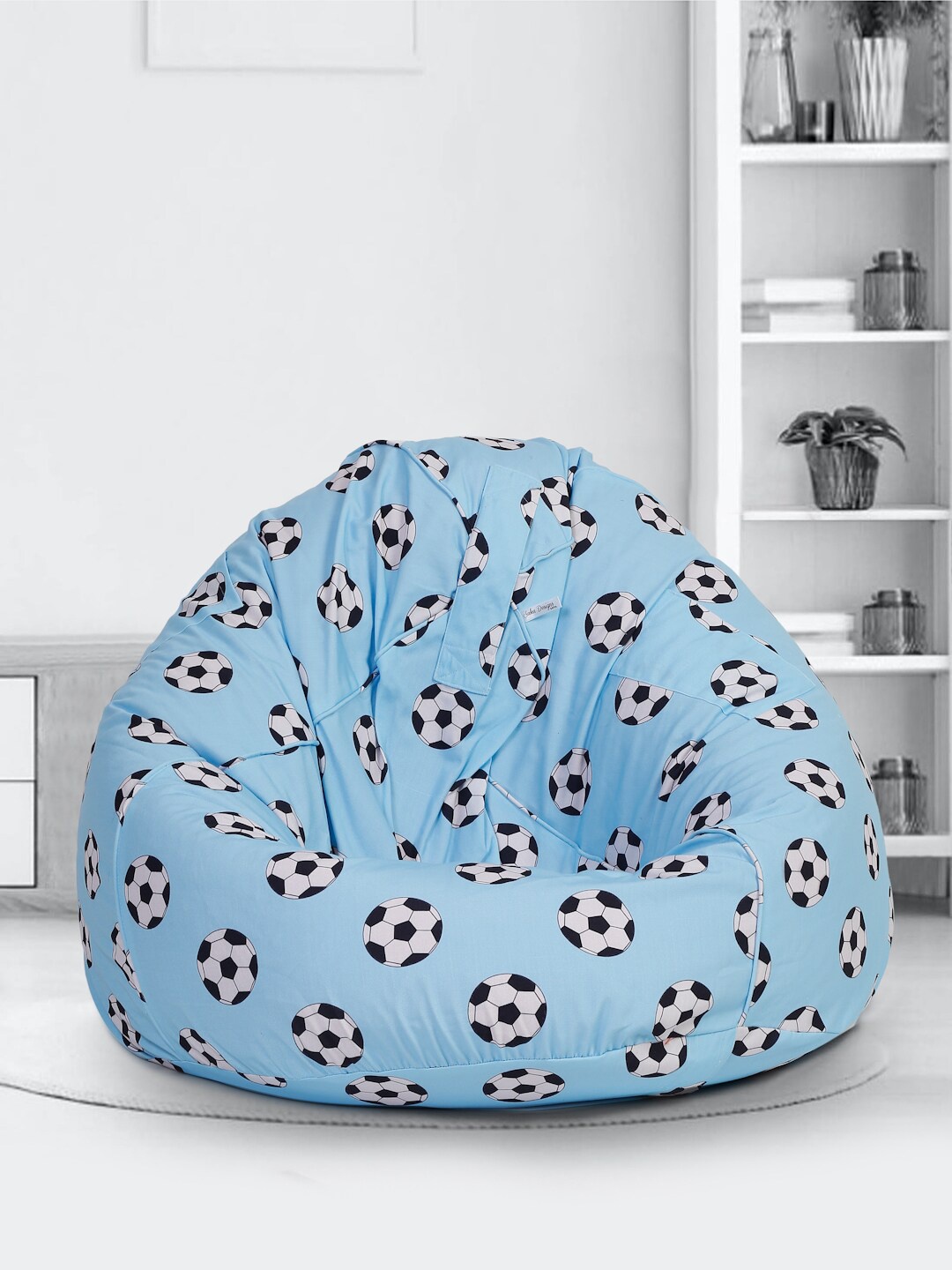 

SAKA DESIGNS Blue & White Printed Canvas XXL Bean Bag Cover