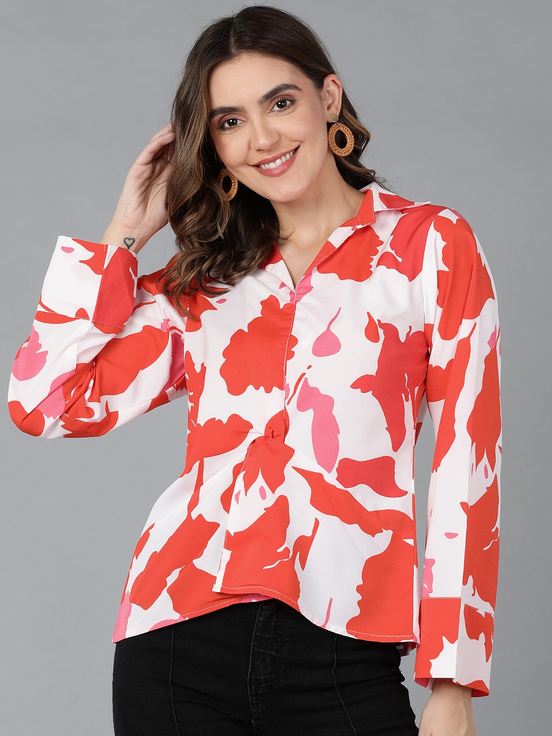 

Fashfun Twisted Crepe Shirt Style Top, White