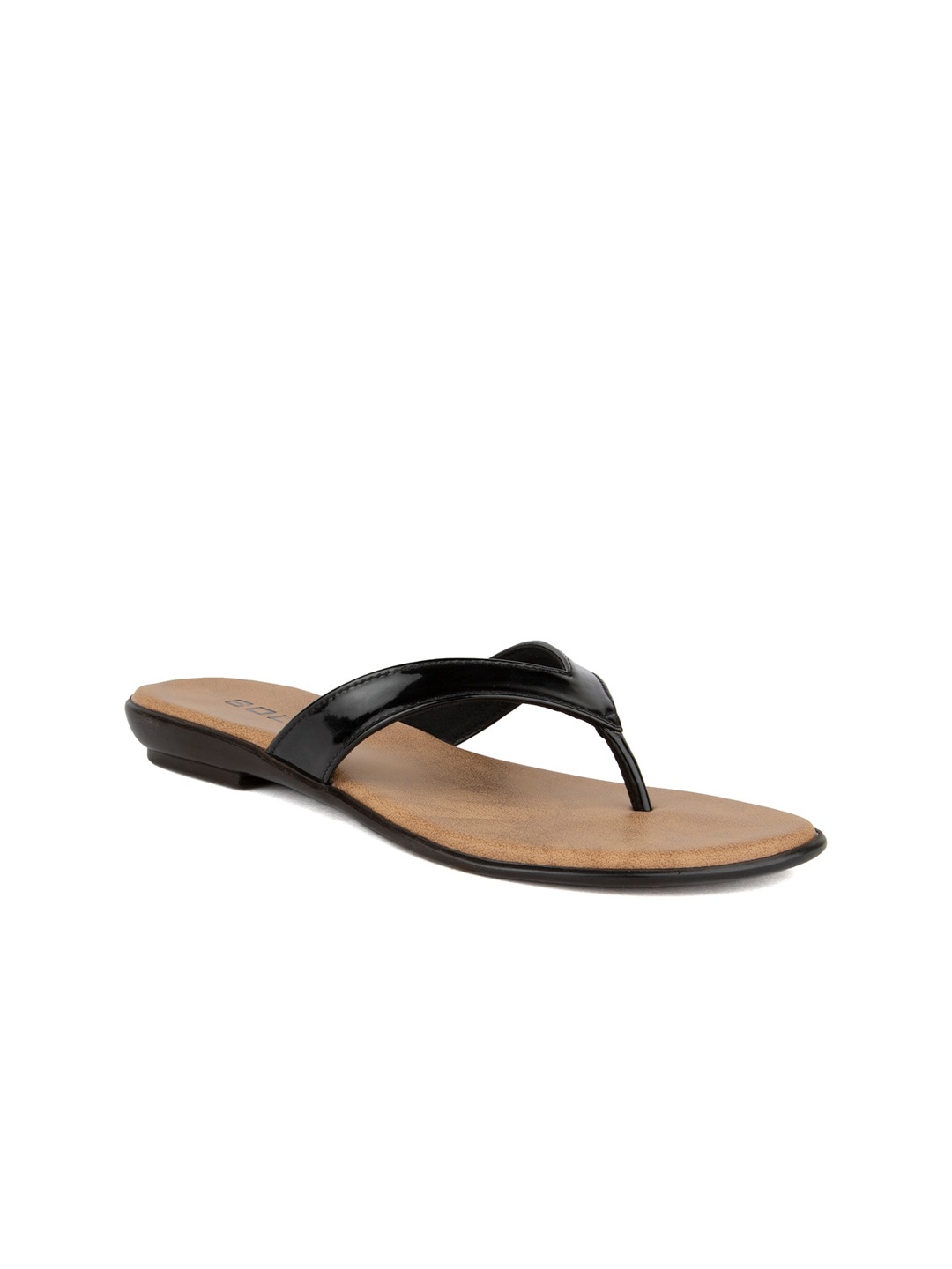 

SOLES Women T-Strap Slip On Flats, Black