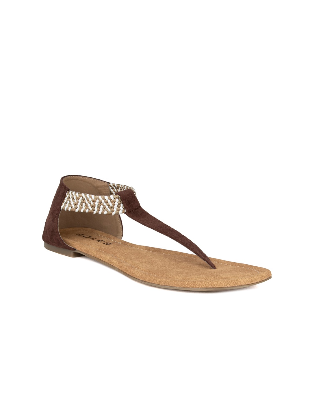 

SOLES Women Printed T-Strap Flats, Brown