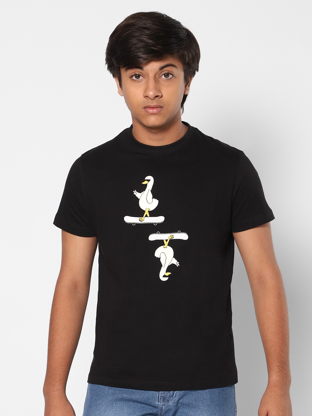 

TeenTrums Boys Printed Round Neck Cotton T-shirt, Black