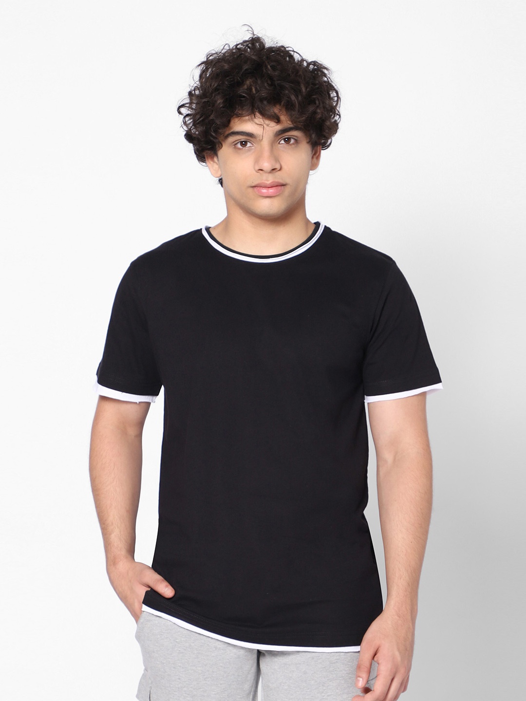 

TeenTrums Boys Raw Edge Cotton T-shirt, Black