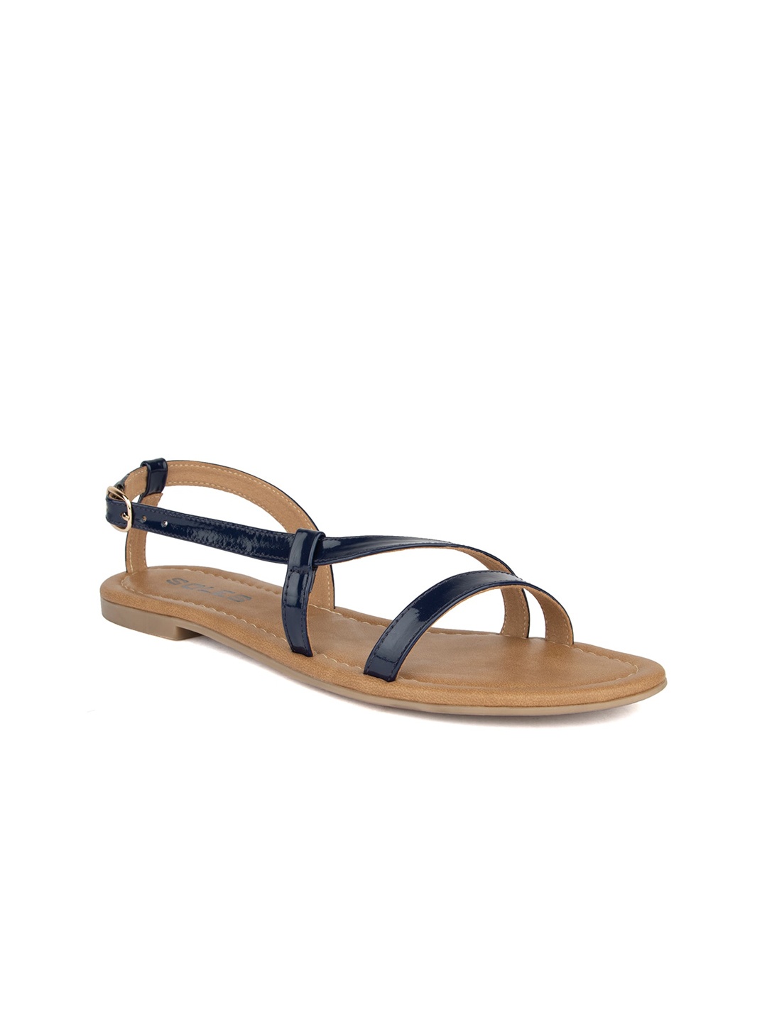

SOLES Women Buckle Open Toe Flats, Blue
