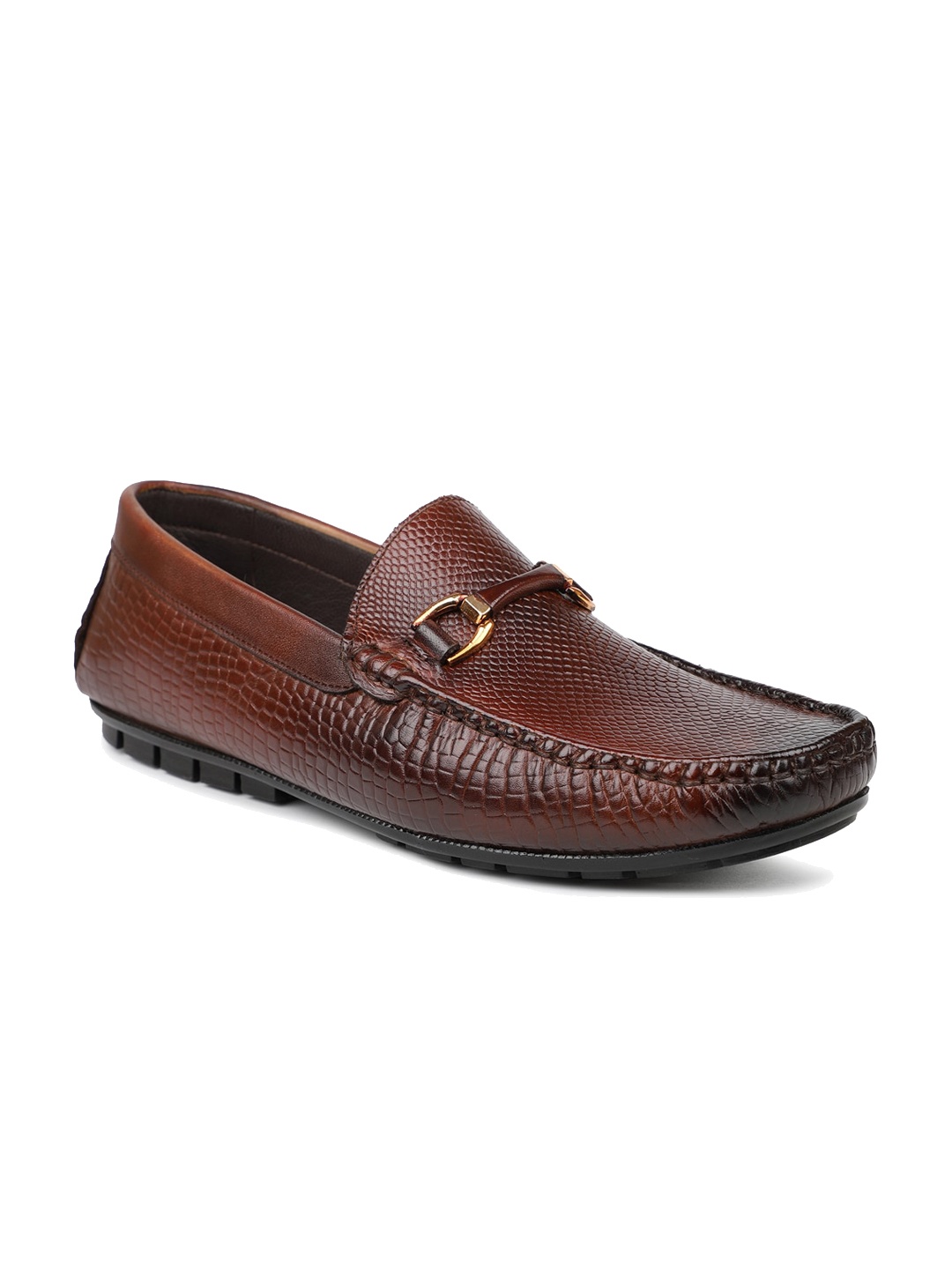 

PRIVO by Inc.5 Men Textured Leather Loafers, Brown