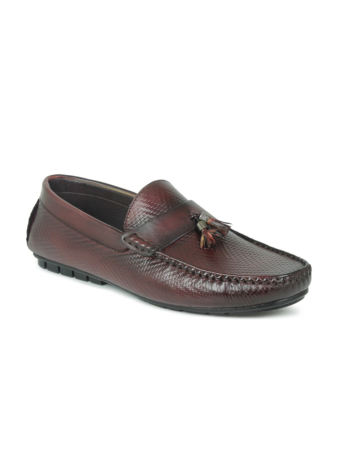 

PRIVO by Inc.5 Men Textured Leather Loafers, Brown