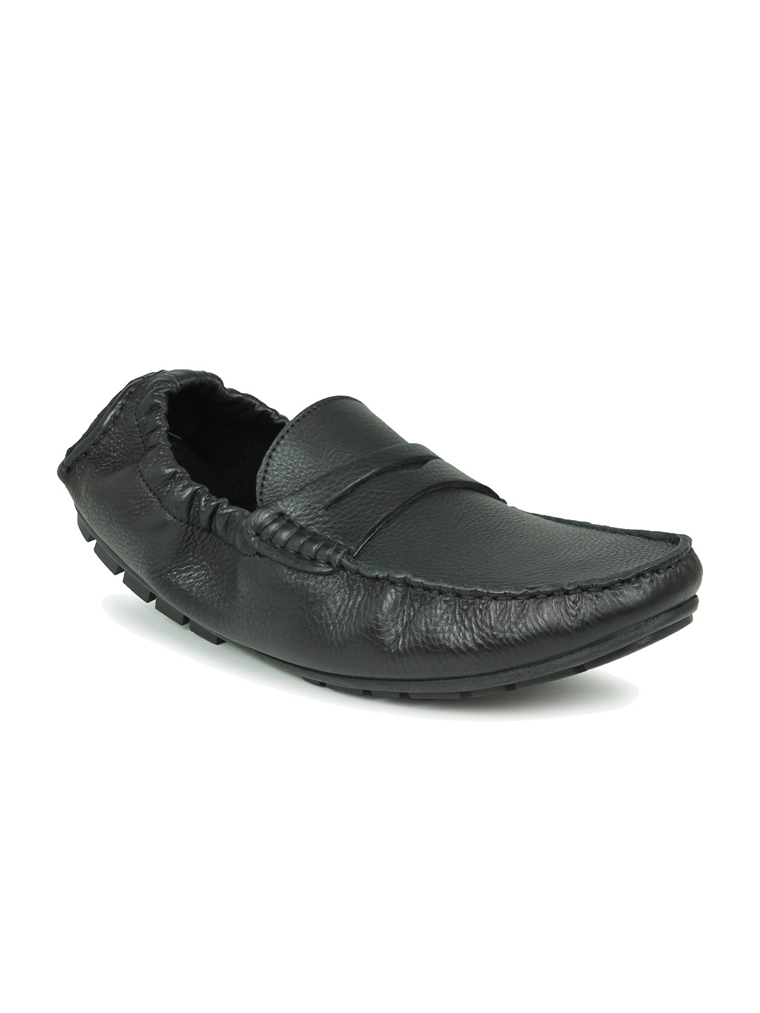 

PRIVO by Inc.5 Men Textured Leather Loafers, Black