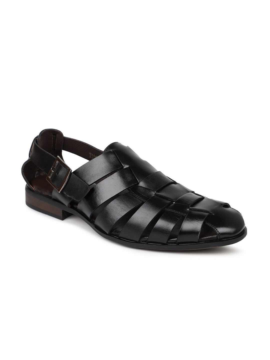 

PRIVO by Inc.5 Men Leather Fisherman Sandals, Black