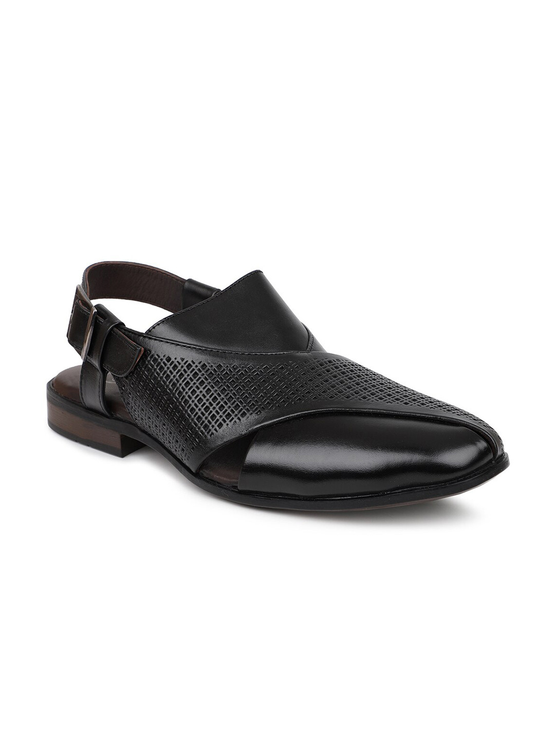 

PRIVO by Inc.5 Men Leather Shoe-Style Sandals, Black
