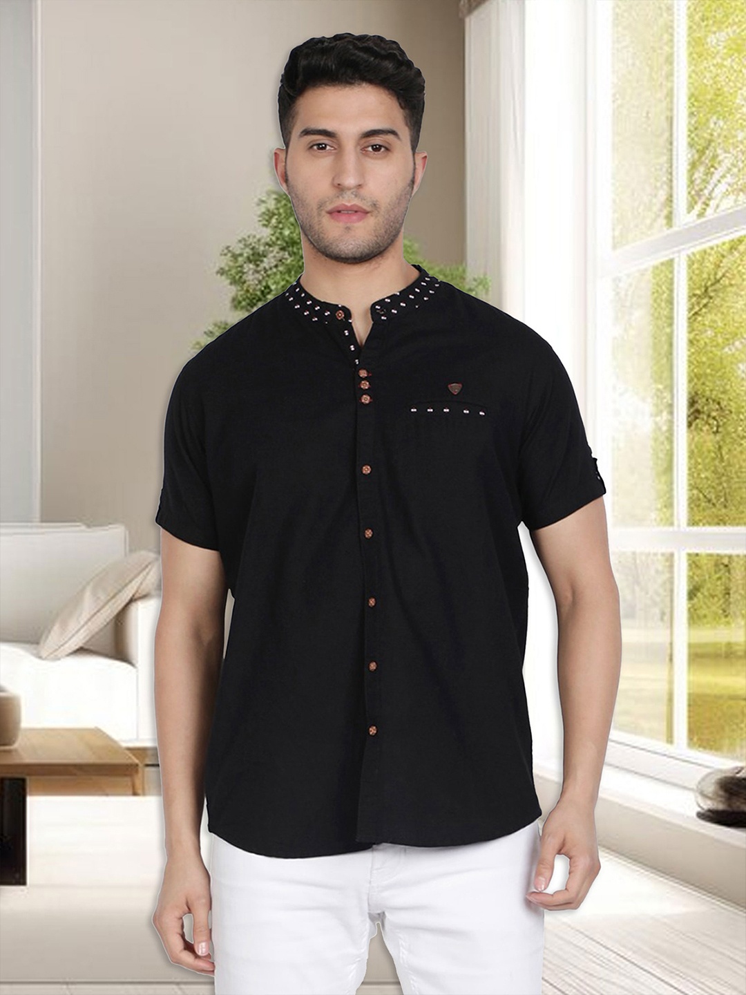 

Kuons Avenue Men Smart Slim Fit Casual Cotton Shirt, Black