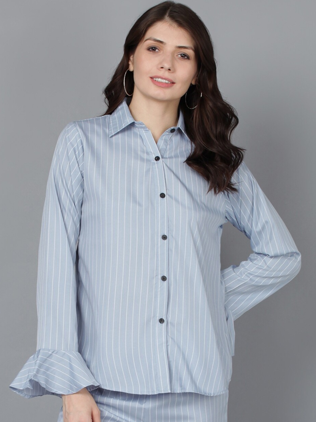 

Fashfun Women Standard Striped Casual Shirt, Blue