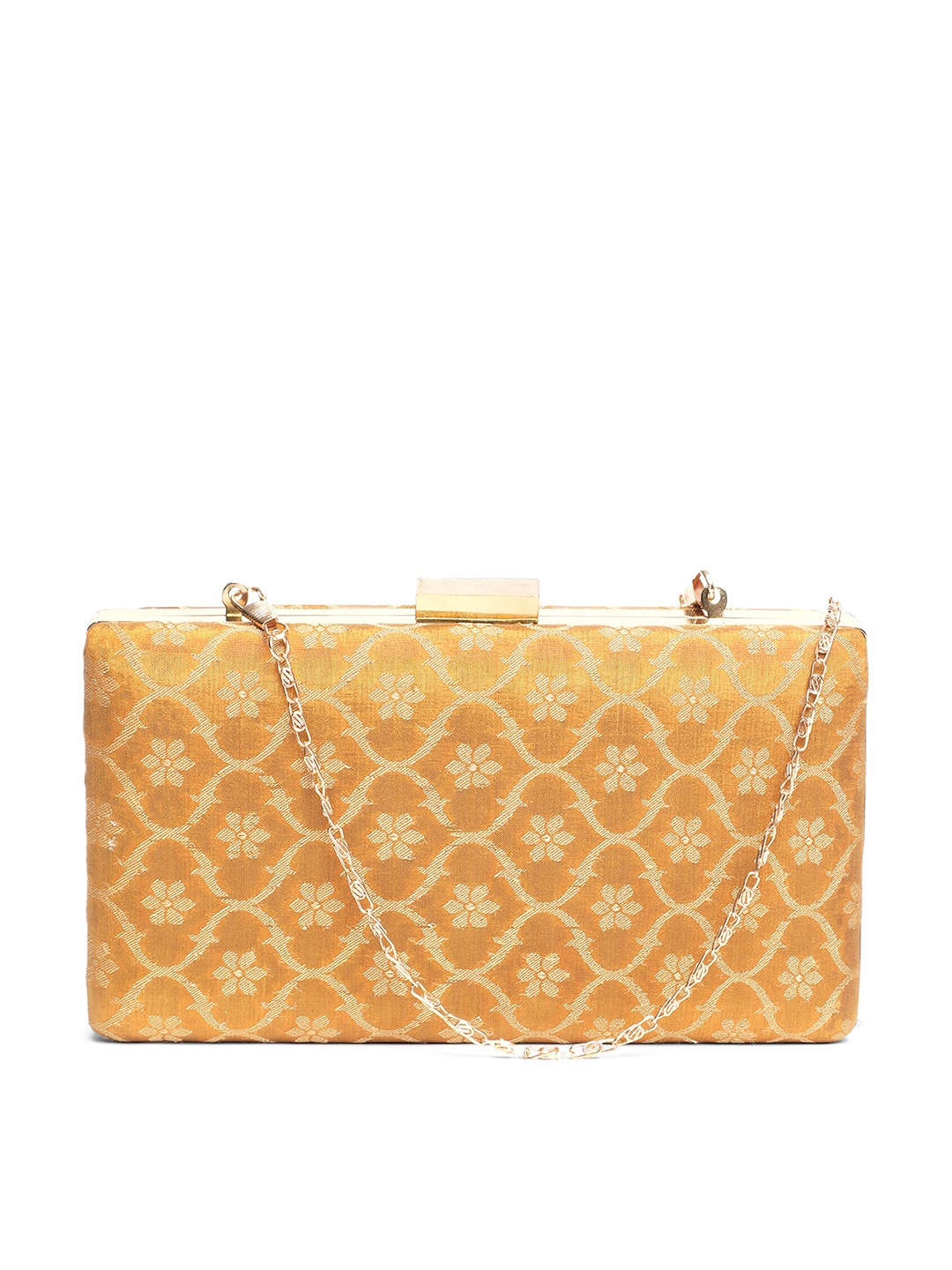 

TRINK Textured Box Clutch With Chain Strap, Yellow