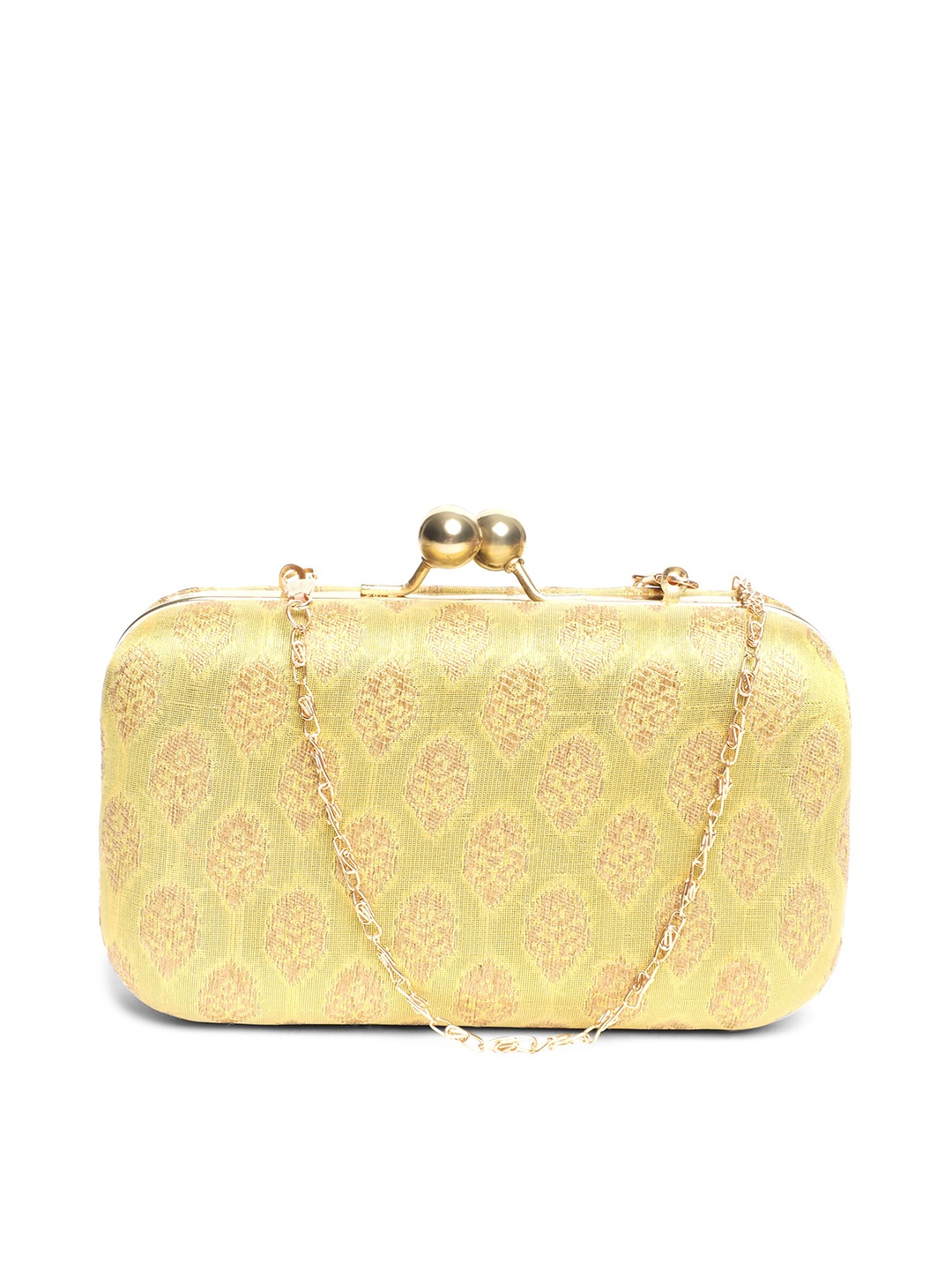 

TRINK Textured Box Clutch With Chain Strap, Yellow