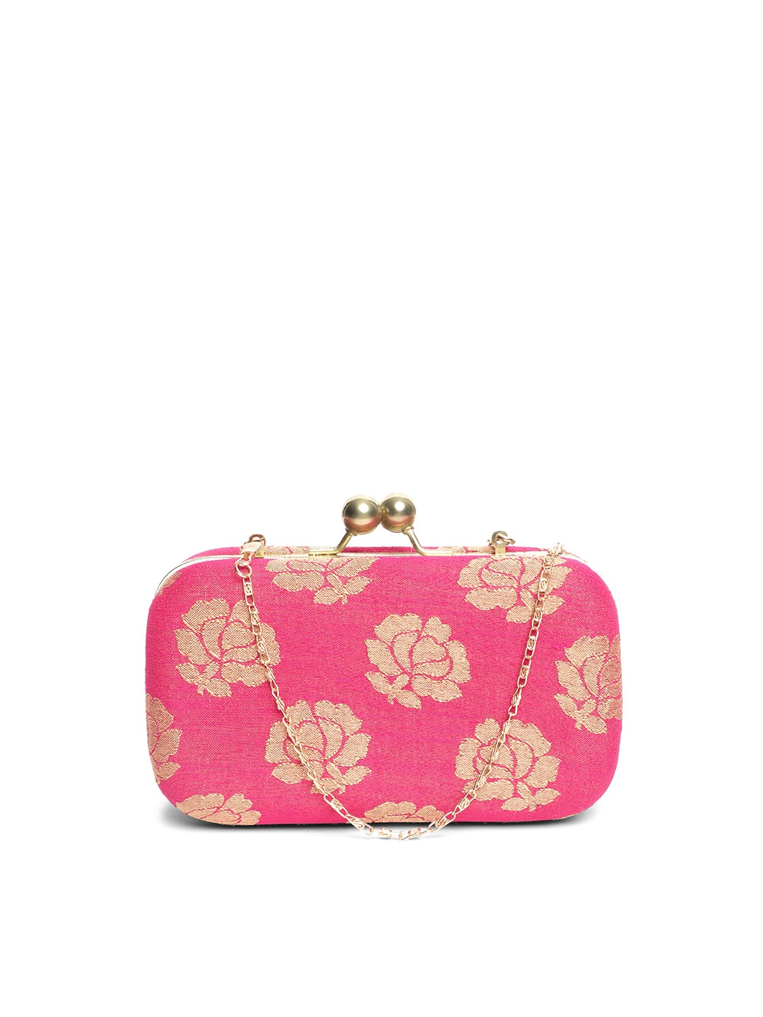 

TRINK Printed Box Clutch With Chain Strap, Red