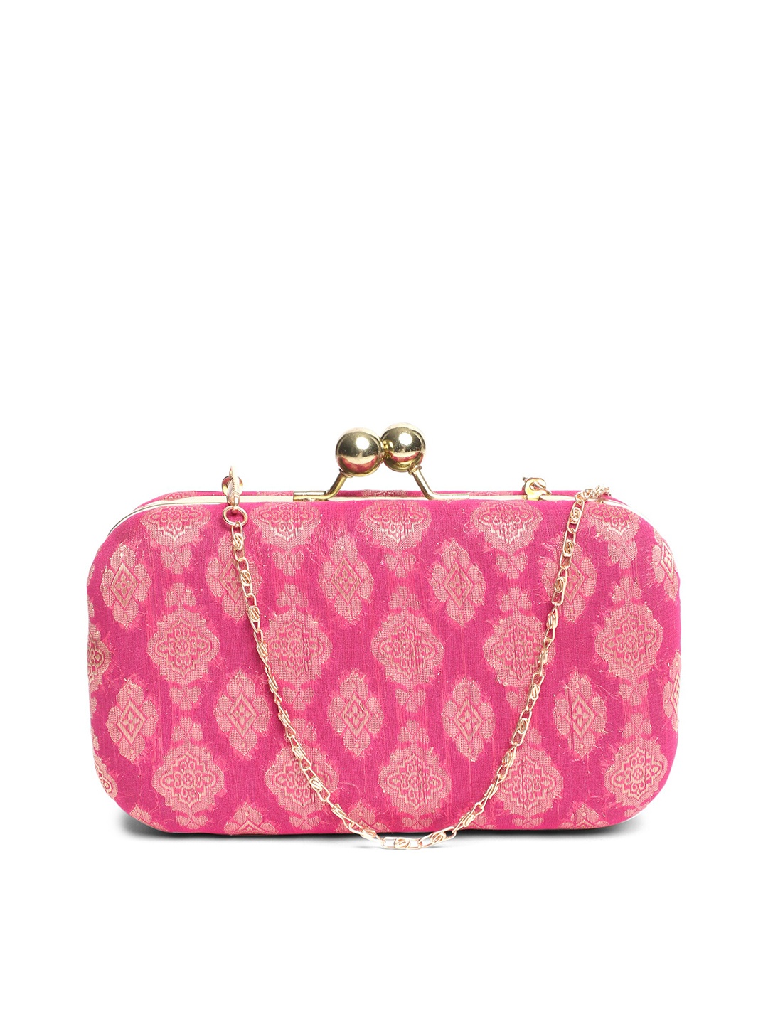 

TRINK Textured Box Clutch With Chain Strap, Pink