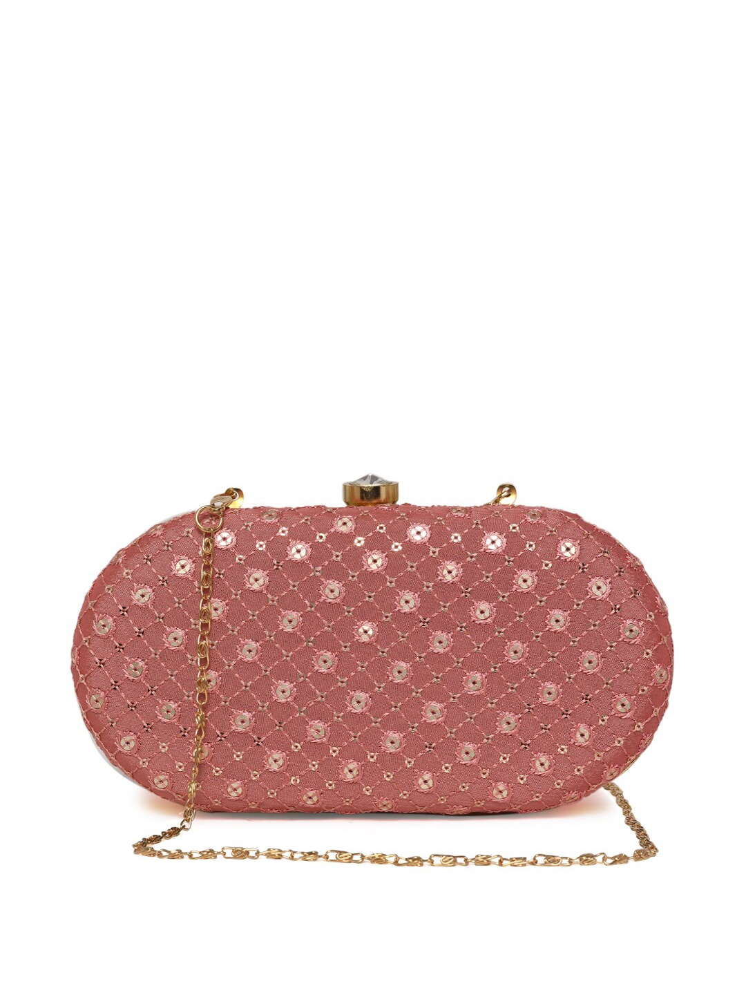 

TRINK Embellished Box Clutch With Chain Strap, Pink