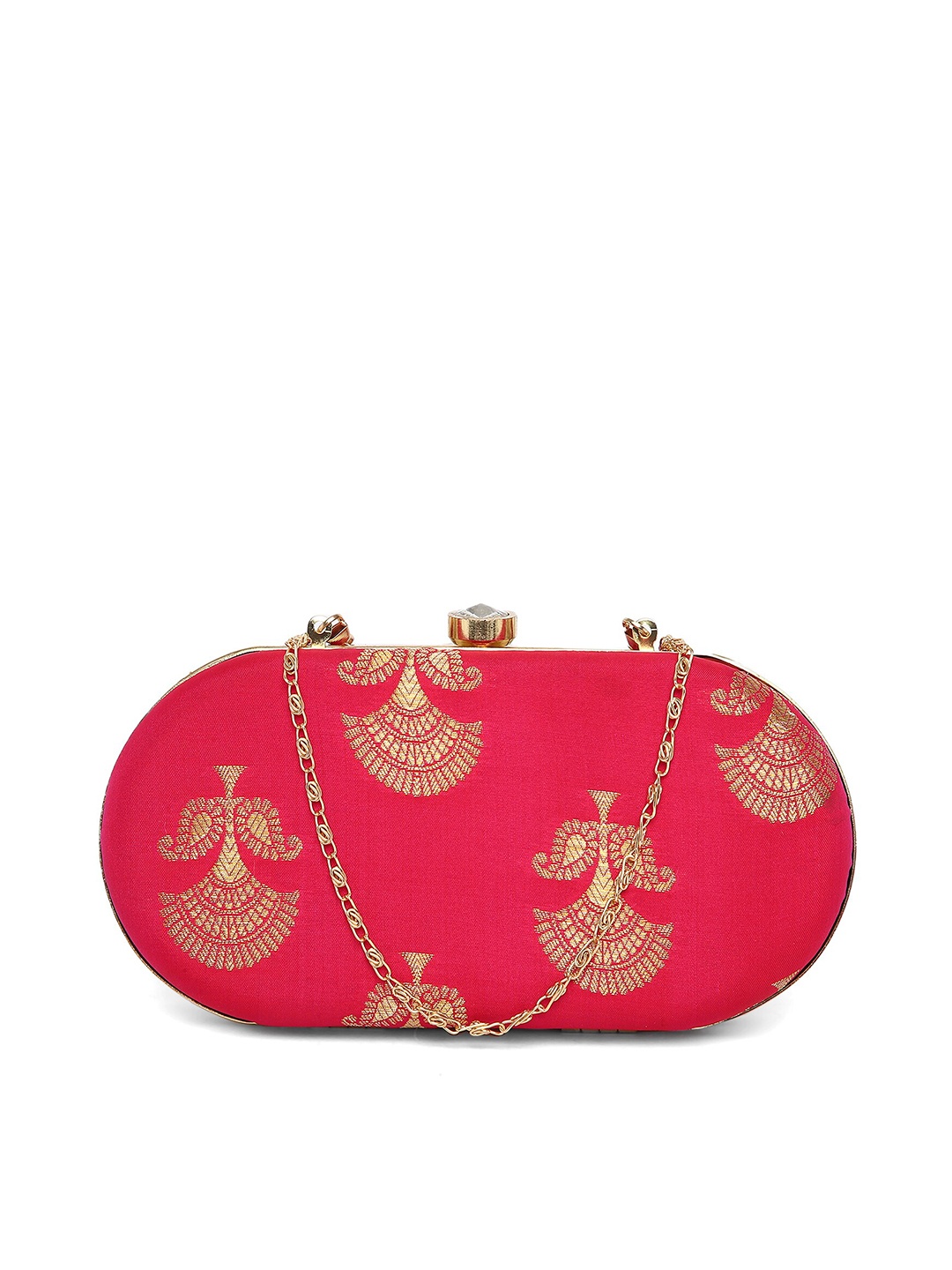 

TRINK Embroidered Box Clutch With Chain Strap, Red