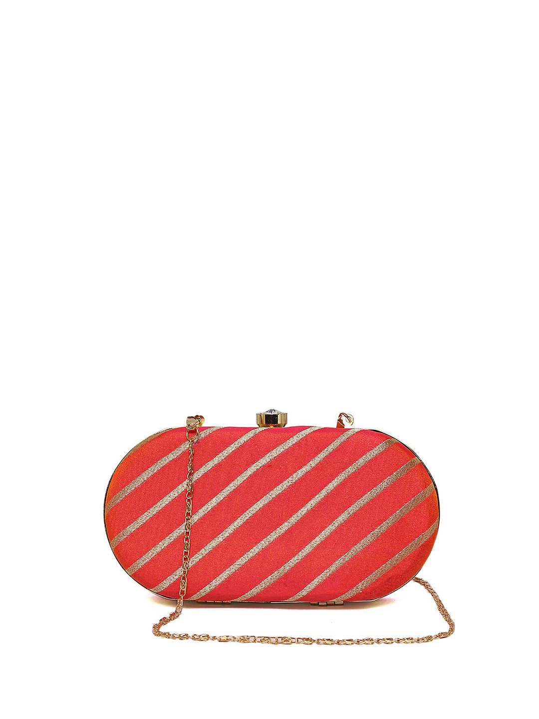 

TRINK Printed Box Clutch with Chain Strap, Red