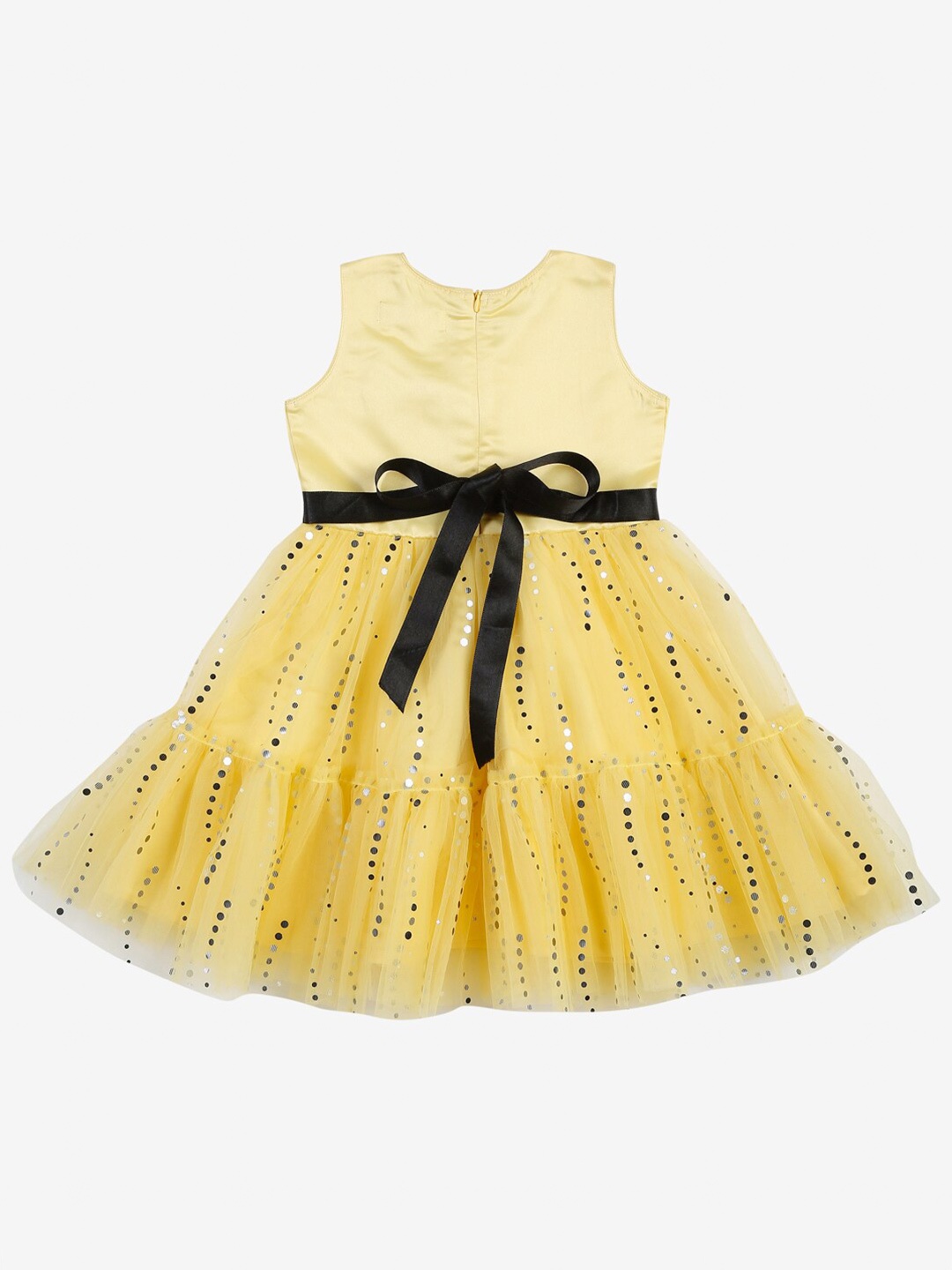 

SAKA DESIGNS Girls Floral Layered Net Dress, Yellow