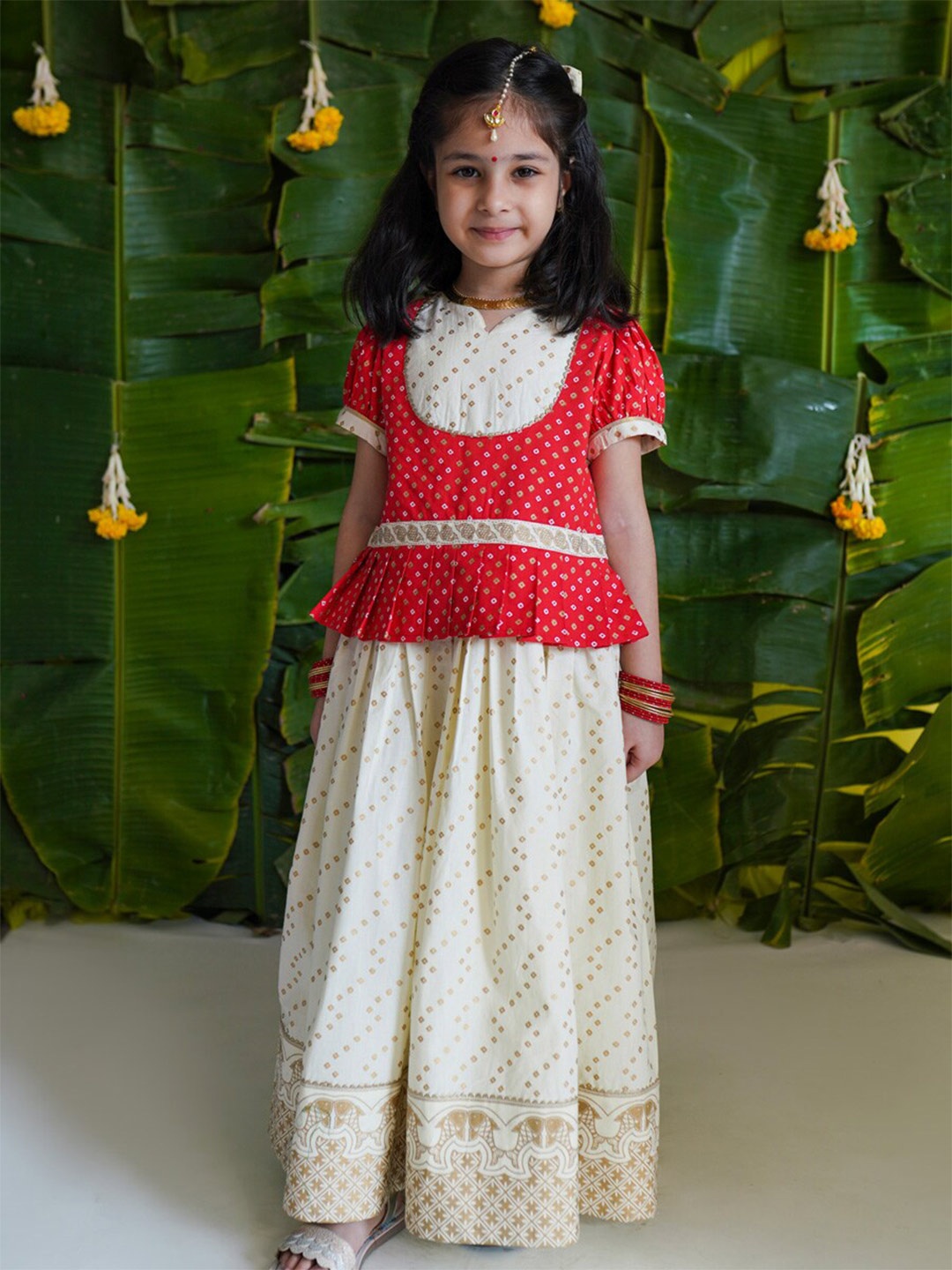 

Tiber Taber Girls Printed Ready to Wear Lehenga & Blouse, Red